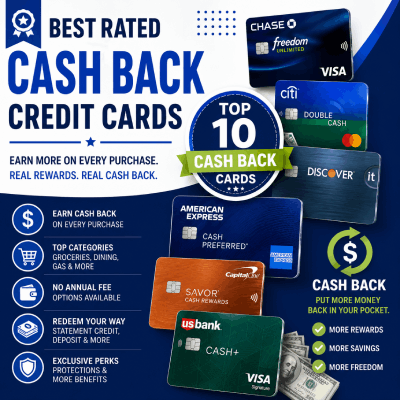 10 Best Rated Cash Back Credit Cards in 2026