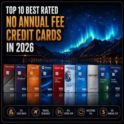 TOP 10 Best Rated No Annual Fee Credit Cards in 2026